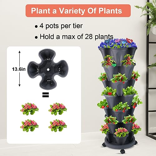 Vertical Planter Tower (Dark Gray / 7 Tier)
