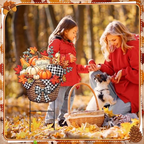 Fall Outdoor Decor Metal Garden Stake Autumn Welcome Yard Sign (Thanksgiving)