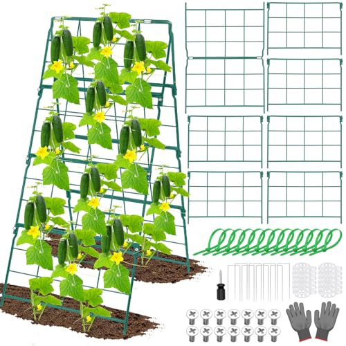 17 x 42 Inch Garden Trellis for Raised Beds Foldable Climbing Plant Support Cucumber Trellis Outdoor A (17 x 42 Inch)