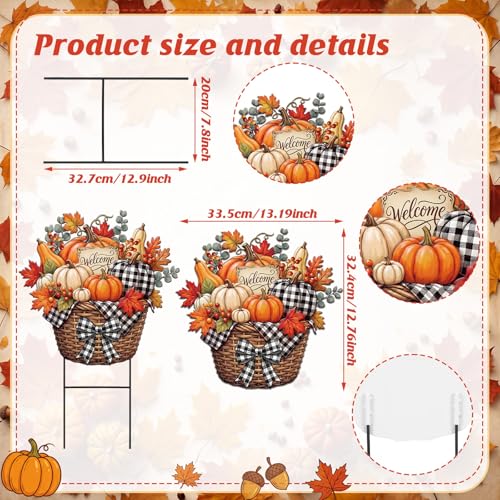 Fall Outdoor Decor Metal Garden Stake Autumn Welcome Yard Sign (Thanksgiving)
