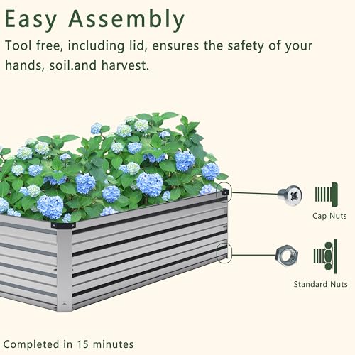 2PCS 8x4x1FT Galvanized Raised Garden Bed Kit (Silver / 8x4x1(2PCS))