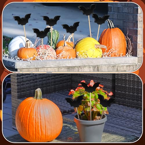 6 Pcs Halloween Wood Bat Garden Stakes Fall Plant Decor Outdoor (Bat2)