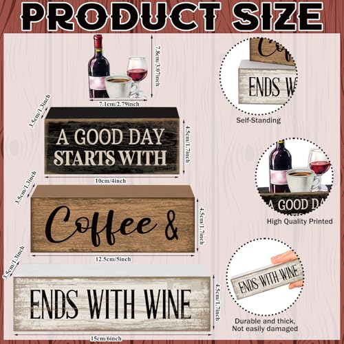 4 Pcs Coffee and Wine Bar Decor Farmhouse Kitchen Counter Decor (Wine)