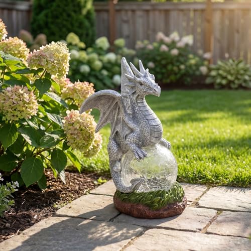 Solar Garden Dragon Statue Decor for Yard Lawn Patio Outdoor (Dragon)