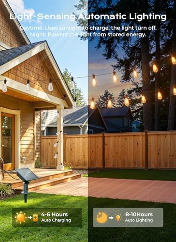 37FT Solar String Lights Outdoor (37FT(10 Sockets))
