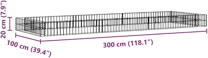 Gabion Raised Garden Bed, Silver Galvanized Steel Planter, 118.1x39.4x7.9 Inches, Durable Outdoor Planter Box for Flowers, Herbs, Vegetables
