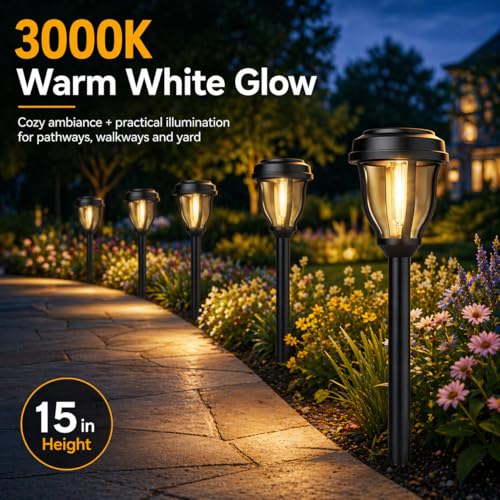 12 Pack Solar Lights Outdoor (12 Pack - Warm)
