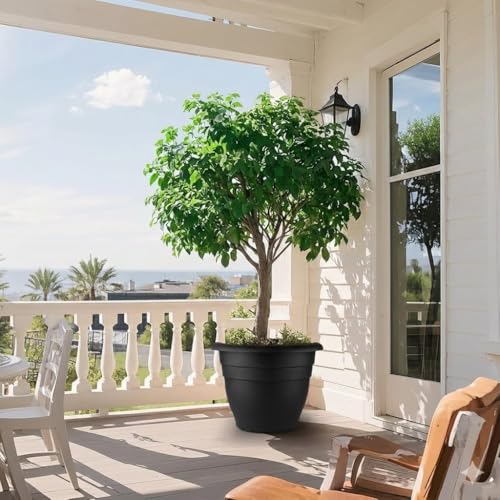 6 Pack 16 Inch Large Plant Pots (Black / 16 inch)