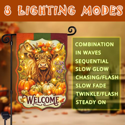Thanksgiving Garden Flag (Fall Cow / 12x18 Inch)
