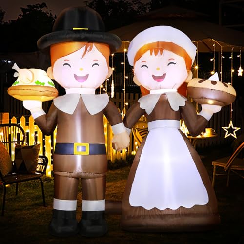 6ft Tall LED Lighted Inflatable Pilgrim Boy and Girl (6ft Pilgrim)