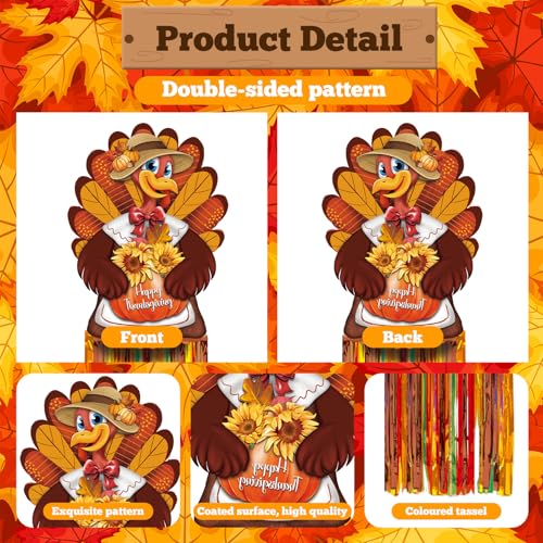 8 Pcs Fall Turkey Outdoor Hanging Decorations with Tassels (Turkey)