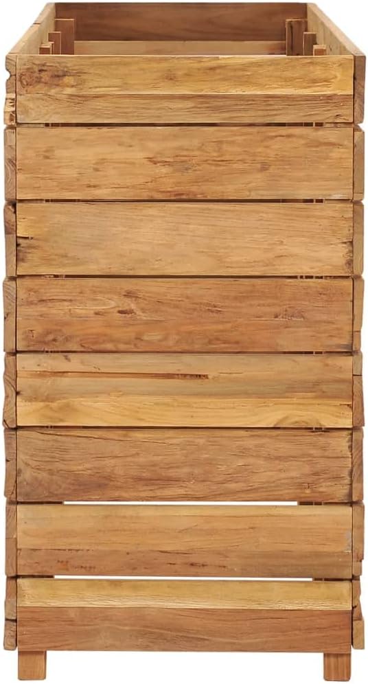 Raised Bed 59.1"x15.7"x28.3" Solid Wood Teak and Steel,Raised Garden Bed,Outdoor Planters for Flower Herb Garden