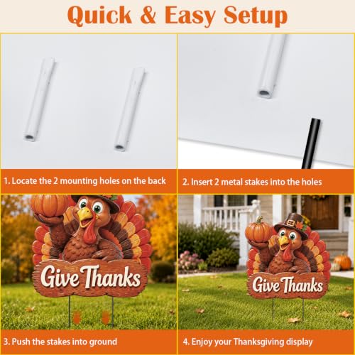 Metal Thanksgiving Yard Sign Fall Decor Outdoor Turkey Garden Stakes (Thanksgiving Turkey)