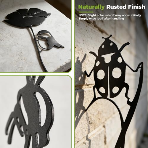 4 Pack Metal Yard Stakes for Outdoor (Black Insect: 4-pack)