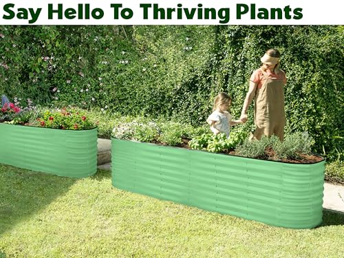 Galvanized Raised Garden Beds Outdoor (Light Green / 8×2×2 Ft)