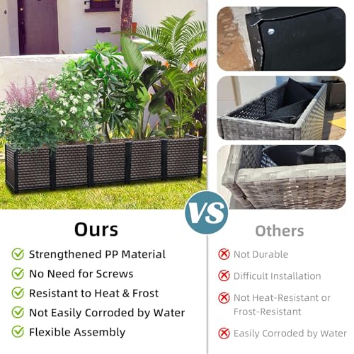 Large Planters for Outdoor Plants 14" Tall Planter Box (47.2"(l) X 15.7"(w) X 14.2"(h))