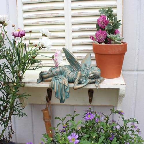 Vintage Bronze Sleeping Fairy Statue Outdoor Garden Decor (Sleeping)