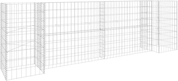 Galvanized Steel H-Shaped Gabion Planter Raised Bed,Outdoor Garden Galvanized Steel Wire Mesh Grid Stone Wall Flower Raised Bed for Vegetables Flowers Plants, 102.4"x15.7"x31.5"