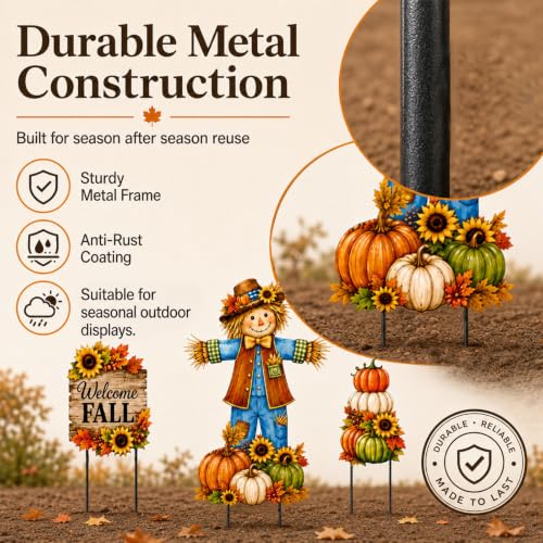 3 Piece Scarecrows for Outside Yard Decor