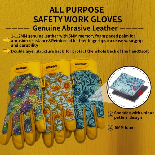 2 Pairs Cowhide Gardening Glove (2 Pairs Per Pack-blue / Medium)