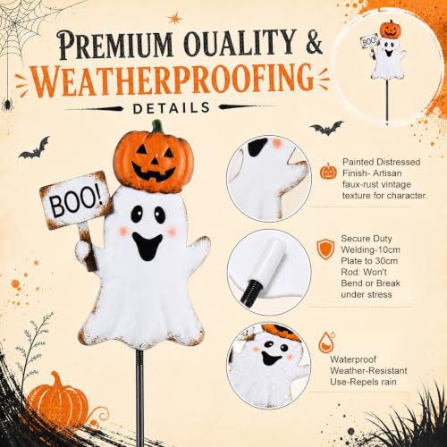 6 Pcs Halloween Ghost Garden Stakes Planter Stakes Outdoor Decor