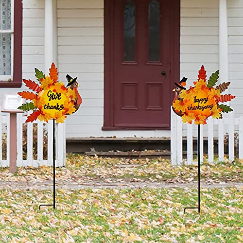 Set of 2 Turkey Garden Stakes Thanksgiving Decor