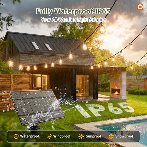 102FT(96+6) Solar String Lights Outdoor,Waterproof Dimmable 48+4 LED (96+6FT(48 Sockets))
