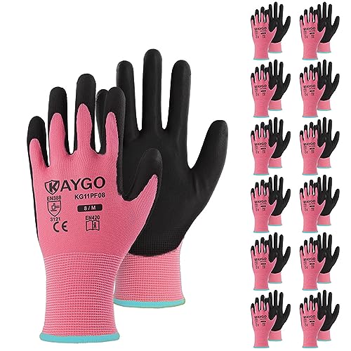 Safety Work Gloves for Men Women (Pink / Medium)