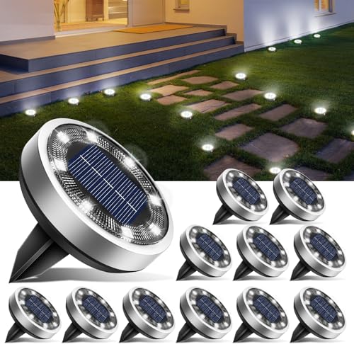 12 Pack Solar Lights Outdoor Waterproof (Cool White / 12 Pack)
