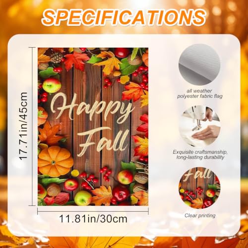 Happy Fall Autumn Leaves Garden Flag 12x18 Inch Double Sided (Happy Fall Harvest)