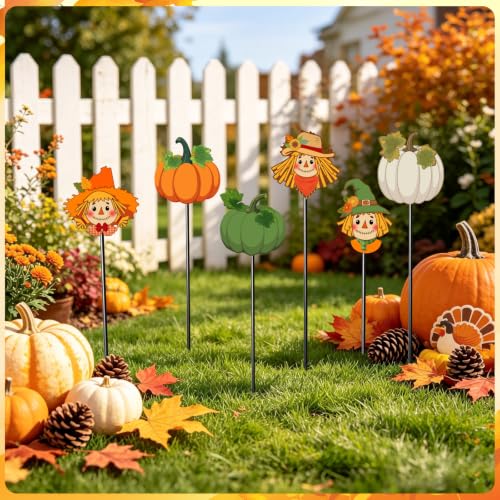 6 Pcs Fall Metal Garden Stakes 12" Fall Outdoor Decor for Home