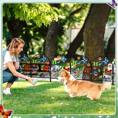 6 Pack Butterfly Garden Fence 16.5" H x 11.8" W Metal Border (Butterfly)