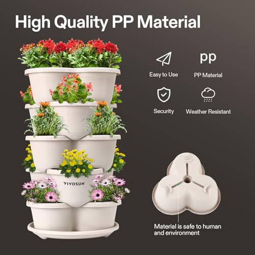 5 Tier Vertical Gardening Stackable Planter for Flowers (1 Pack)