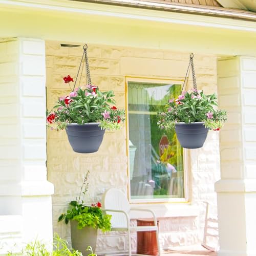 5 Pack 10 Inch Plant Pots for Indoor Outdoor (Gray / 10 inch)