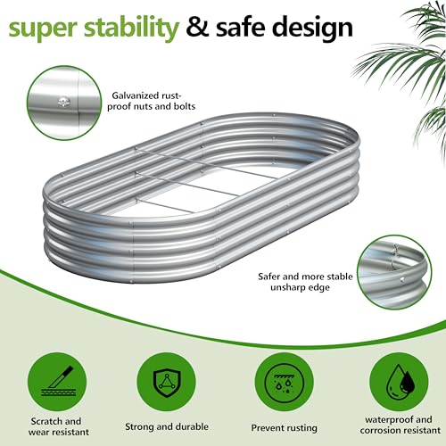 2PCS 8x2x1ft Galvanized Metal Raised Garden Bed Kit (8x2x1(2PCS) / Silver)