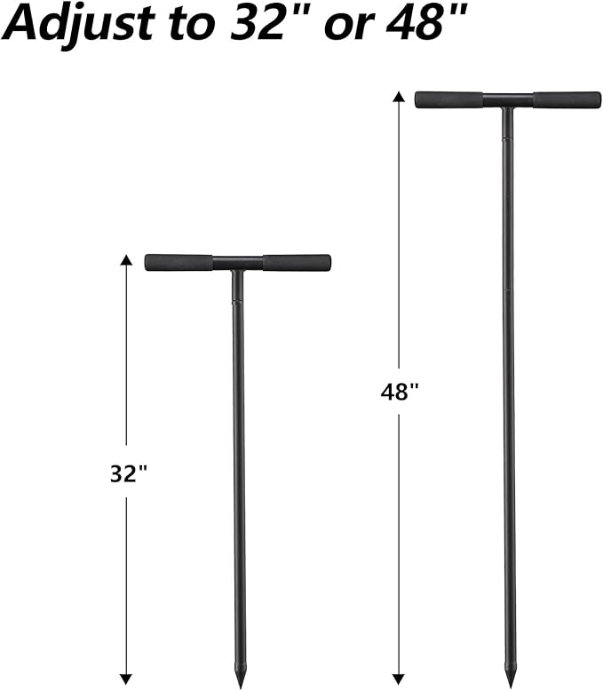 Soil Probe Rod, 48inch Adjustable Ground Rod with T-Handle - Metal Soil Probe for Plumbing Tool, Locating Septic Tank, Landscaping Garden Tool