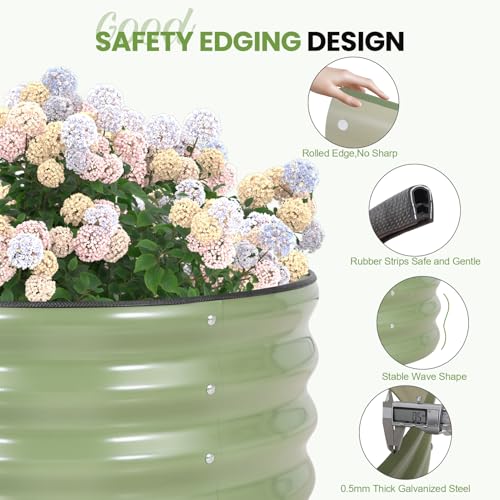 Round Raised Garden Bed Outdoor (Olive Green / 2x2x1 FT (2 Packs))