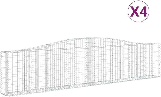 Gabion Basket Set of 4, Silver Galvanized Iron, 31.5/39.4 in Large Outdoor Planter for Garden Beds, Retaining Walls