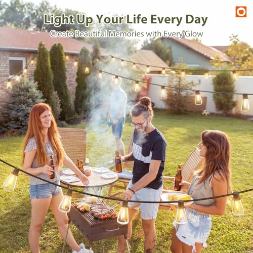 33FT(27+6) Solar String Lights Outdoor, Waterproof Dimmable 9+1 LED (27+6FT(9 Sockets)(1 Pack))