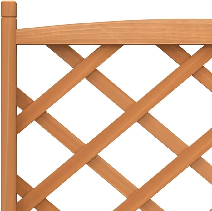 Large Rectangular Wooden Planter with Built-in Trellis Brown Outdoor Garden Bed for Climbing Plants and Vegetables Featuring Castor Wheels and Natural Finish