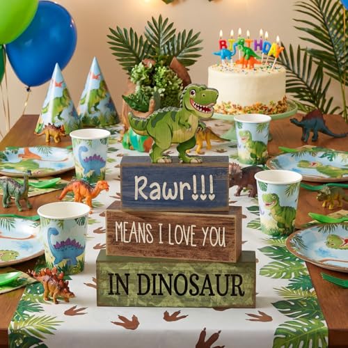 4 Pcs Dinosaur Table Decorations Wooden Dinosaur Party Decor (Dinosaur)