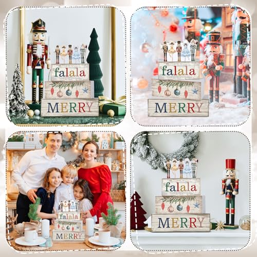 4 Pcs Wooden Nutcracker Block Signs Christmas Farmhouse Decor (Nutcracker Ballet)