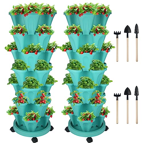 Vertical Planter Tower (Teal / 7 Tier)