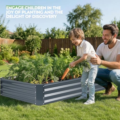 2Pack 6×3×1ft Galvanized Raised Garden Bed Kit (Irongrey / 6x3x1ft (Pack of 2))