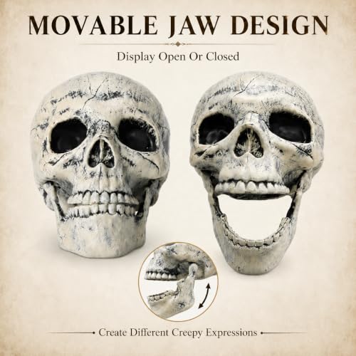 2 PC Realistic Skeleton Skull Halloween Decorations for Outdoor Indoor Yard Decor Graveyard Life Size (2 Skeleton Skull)