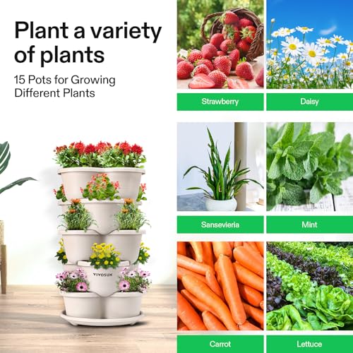 5 Tier Vertical Gardening Stackable Planter for Flowers (1 Pack)