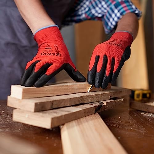 Safety Work Gloves for Men Women (Red / XX-Large)