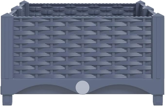 Raised Garden Bed 31.5"x15.7"x9.1" Polypropylene Planter Blue Gray Outdoor Raised Planter Box for Vegetables, Flowers, Herbs, and Garden Boxes