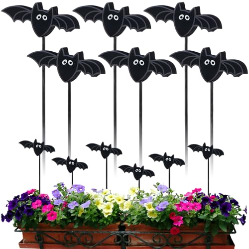 6 Pcs Wood Bat Garden Stakes Halloween Fall Plant Decor Outdoor (Bat)