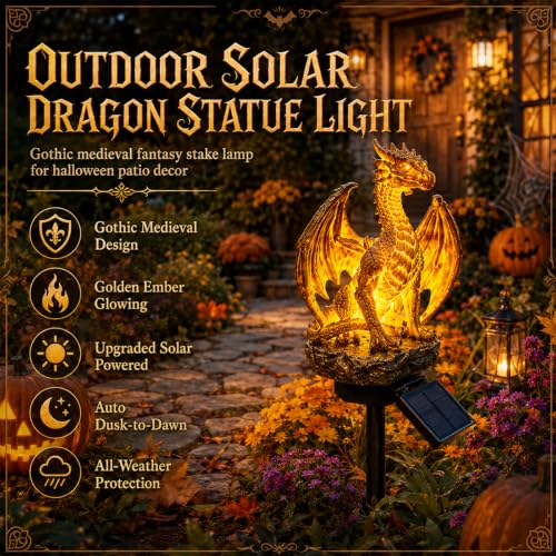 Dragon Legacy Golden Ember Edition Solar Garden Light Statue